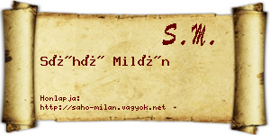 Sáhó Milán névjegykártya