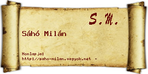 Sáhó Milán névjegykártya